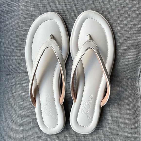 J.Crew White Leather Thong Minorca Sandal/Flip Flops - Picture 1 of 10